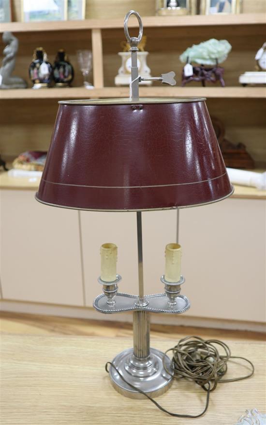 A French Lamp Bouillotte with toleware shade, height 62cm